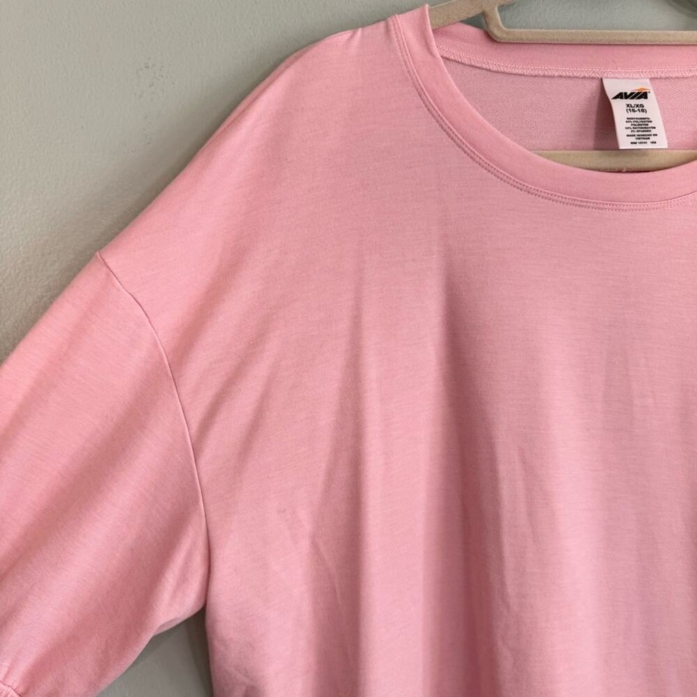 Avia Stretch Long Sleeve Pullover Round Neck Solid Basic Sweatshirt Pink XL - Picture 8 of 9